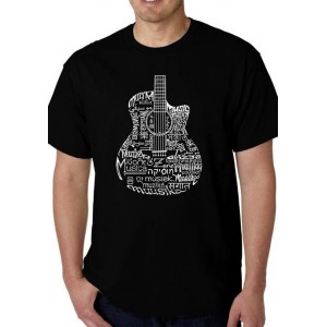 LA Pop Art Word Art T-Shirt - Languages Guitar 