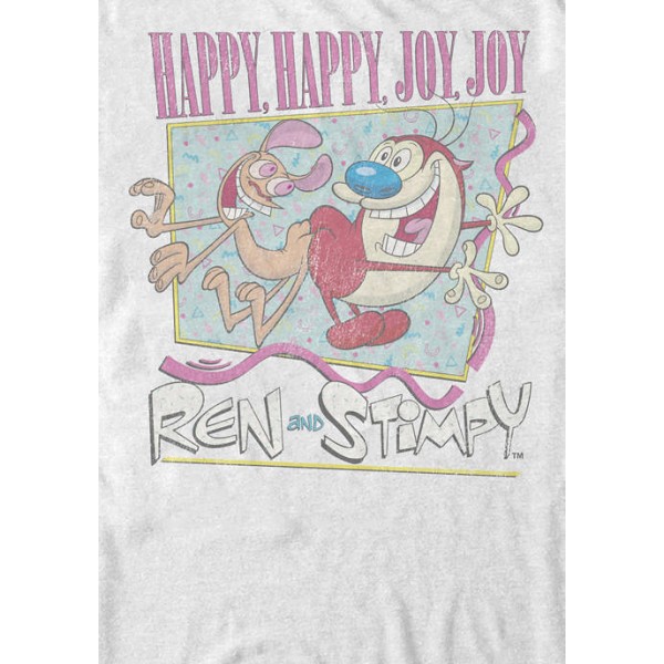 Nickelodeon™ Ren And Stimpy Happy Happy Joy Joy Retro Short Sleeve T-Shirt