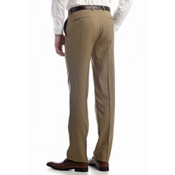 Austin Reed Tan Solid Flat Front Pants