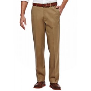 Haggar® Premium Stretch No Iron Khaki Classic Fit Hidden Expandable Waistband Flat Front Pants 