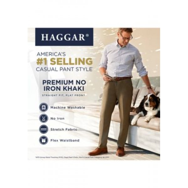Haggar® Premium Stretch No Iron Khaki Straight Fit Flat Front Pants