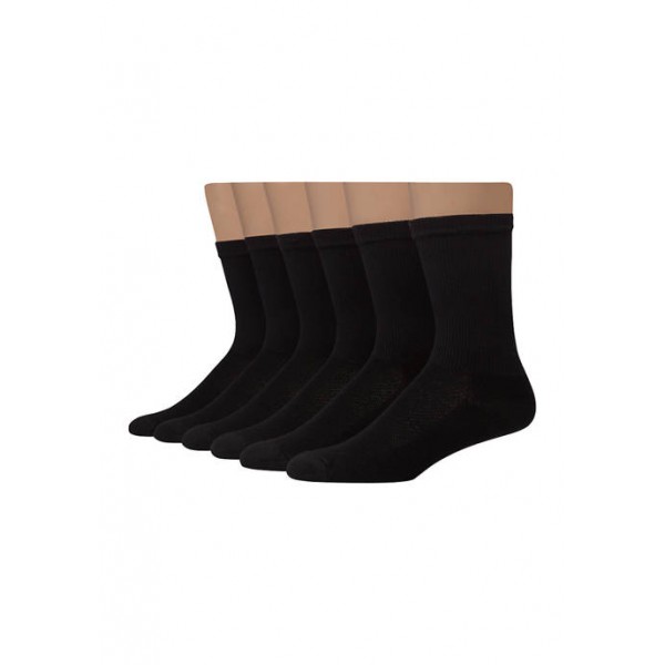 Hanes® 6 Pack Crew Socks- Black