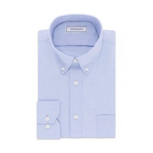 Crown & Ivy™ Long Sleeve Slim Fit Stretch Pinpoint Solid Dress Shirt 