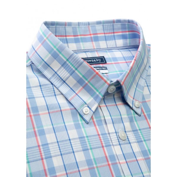 Crown & Ivy™ Long Sleeve Slim Motion Flex Multi Plaid Button Down Shirt
