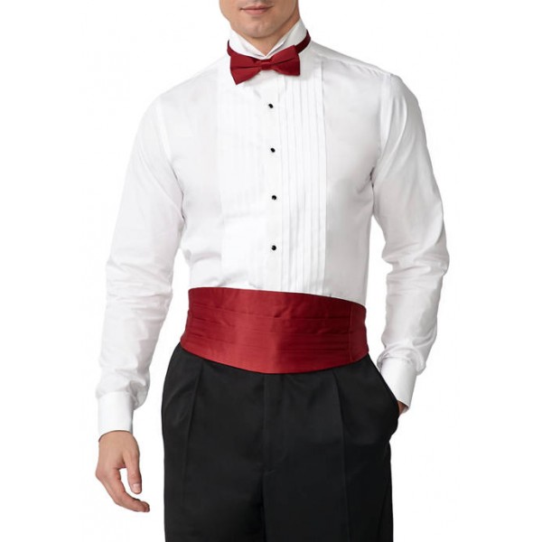 Madison Slim Fit Wing Tip Red Bow Tie Boxed Tuxedo Shirt
