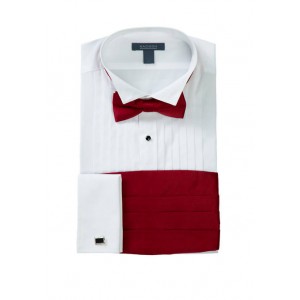 Madison Slim Fit Wing Tip Red Bow Tie Boxed Tuxedo Shirt 