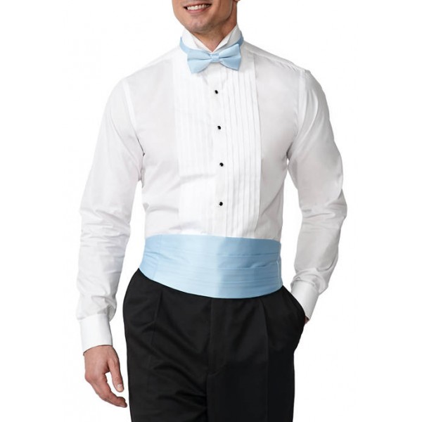 Madison Slim Wing Tip Light Blue Formal Shirt Set