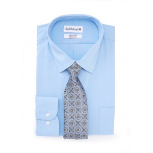 Saddlebred® 2 Piece Stretch Solid Point Dress Shirt with Tie