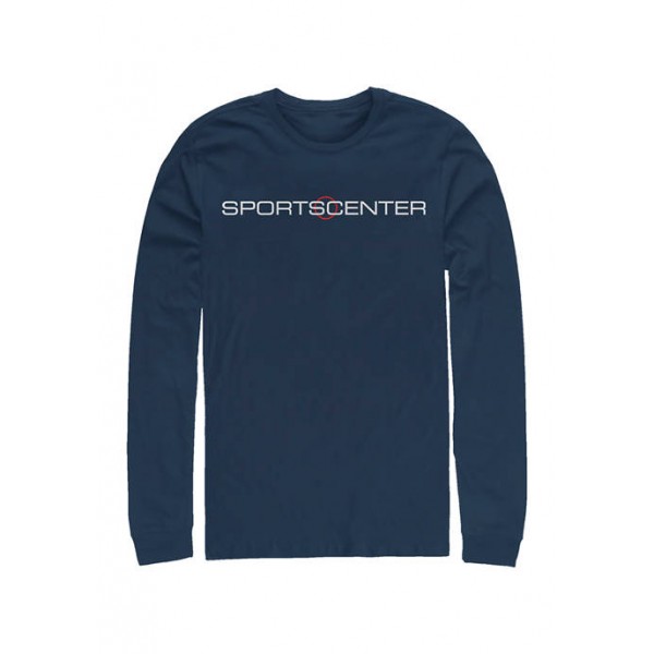 ESPN ESPN Horizontal White Red Circle Long Sleeve Crew Graphic T-Shirt
