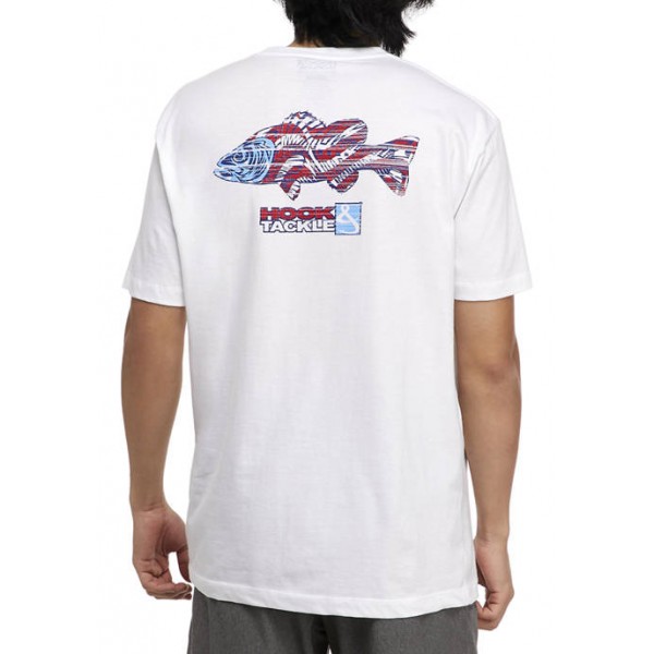 Hook & Tackle Men's Short Sleeve Americana Bass Graphic T-Shirt