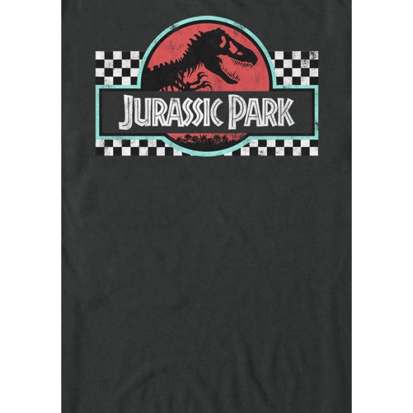 Jurassic Park Retro Colors Checkered Logo Short-Sleeve Tee Shirt