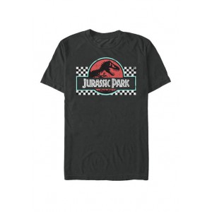 Jurassic Park Retro Colors Checkered Logo Short-Sleeve Tee Shirt 