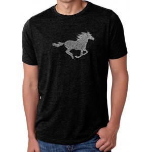 LA Pop Art Premium Blend Word Art Graphic T-Shirt - Horse Breeds 