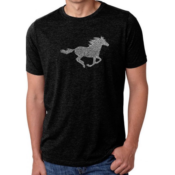 LA Pop Art Premium Blend Word Art Graphic T-Shirt - Horse Breeds