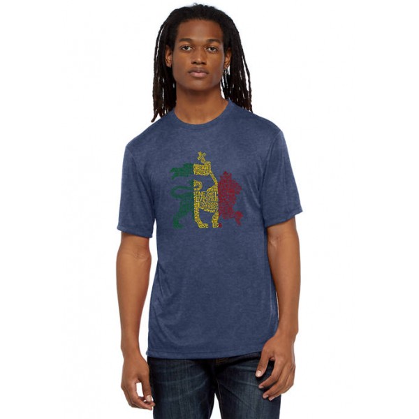 LA Pop Art Premium Blend Word Art Graphic T-Shirt - Rasta Lion - One Love