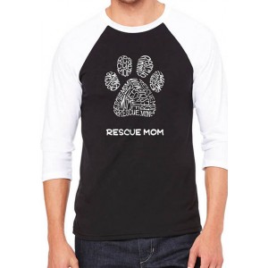 LA Pop Art Raglan Baseball Word Art Graphic T-Shirt - Rescue Mom
