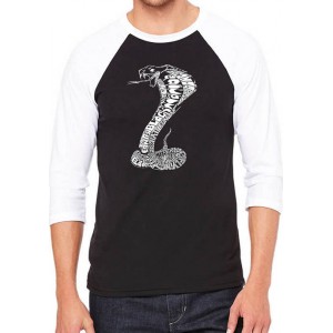 LA Pop Art Raglan Baseball Word Art Graphic T-Shirt - Types of Snakes 