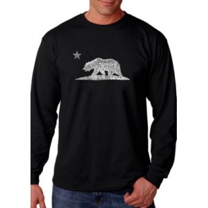 LA Pop Art Word Art Long Sleeve Graphic T-Shirt - California Bear 