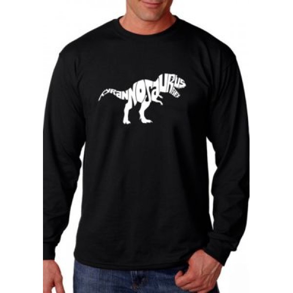 LA Pop Art Word Art Long Sleeve Graphic T-Shirt - Tyrannosaurus Rex