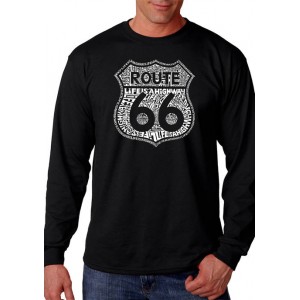 LA Pop Art Word Art Long Sleeve T-Shirt - Route 66 - Life is a Highway 