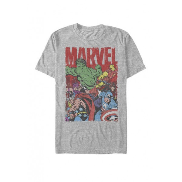 Marvel™ Avengers Team Retro Comic Vintage Short Sleeve T-Shirt