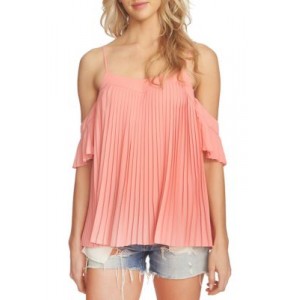 1. State Cold Shoulder Pleated Top 