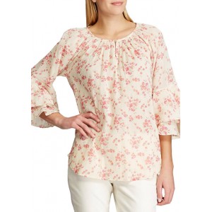 Chaps Cotton Crinkle 3/4 Sleeve Blouse 