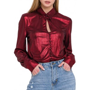 Endless Rose Women's Textured Front Slit Shirt 