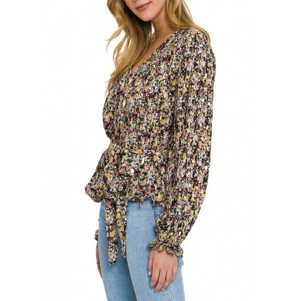 Free The Roses Women's Multicolor Pleated Top