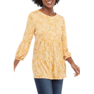 New Directions® Women's 3/4 Sleeve Hacci Knit Tiered Top 