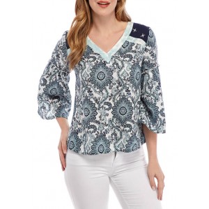 New Directions® Women's Flare Sleeve Popover Top 