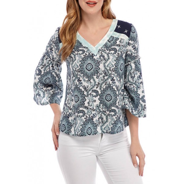 New Directions® Women's Flare Sleeve Popover Top