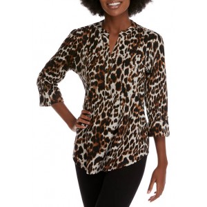 New Directions® Women's Long Sleeve Leopard Print Top 