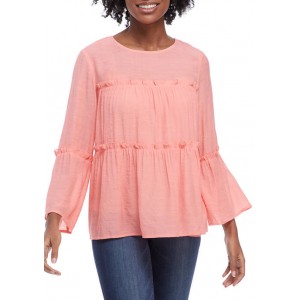 New Directions® Women's Tiered Linen Like Peasant Top