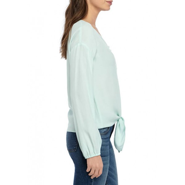 THE LIMITED Women's Button Front Tie Top