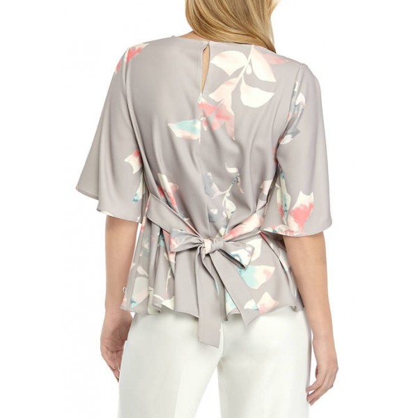 THE LIMITED Women's Wide Flutter Sleeve Tie Front Blouse