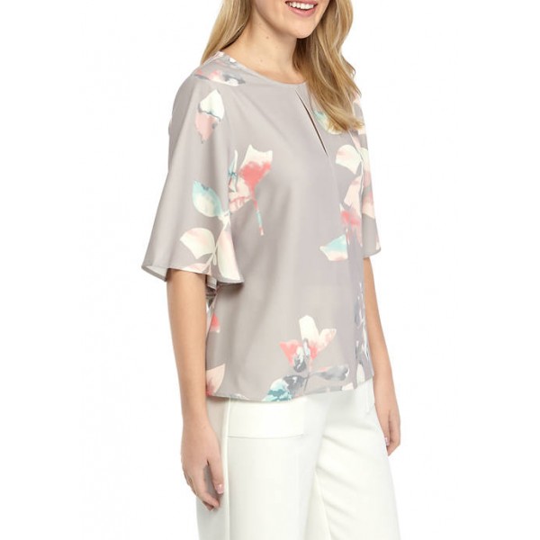 THE LIMITED Women's Wide Flutter Sleeve Tie Front Blouse