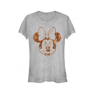 Mickey Classic Junior's Licensed Disney Fall Floral Plaid Minnie T-Shirt 