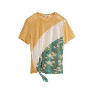 Vanilla Star Junior's Short Sleeve Color Block Tie Front T-Shirt