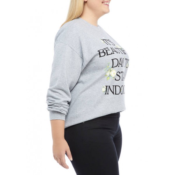 Cold Crush Plus Size Fleece Stay Indoors Graphic Pullover