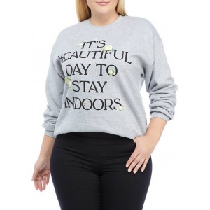 Cold Crush Plus Size Fleece Stay Indoors Graphic Pullover 