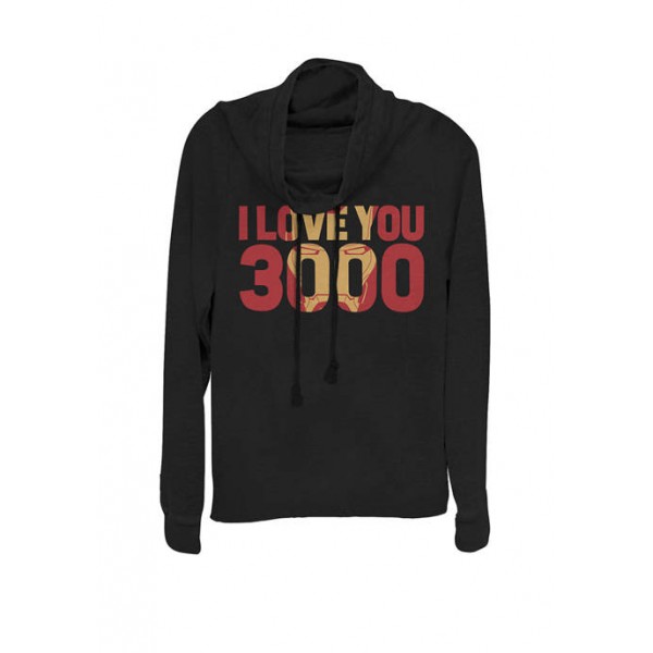 Marvel™ Avengers Endgame Iron Man I Love You 3000 Text Fill Cowl Neck Graphic Pullover