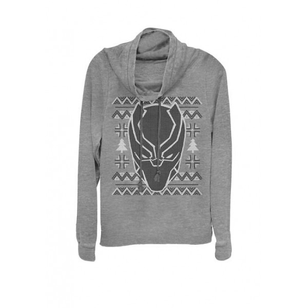 Marvel™ Black Panther Mask Sweater Print Cowl Neck Graphic Pullover