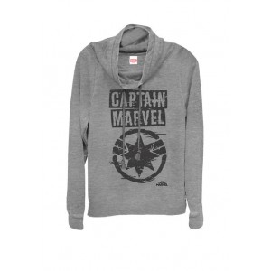 Marvel™ Junior's Captain Painted Circle Logo Cowl Neck Graphic Pullover 