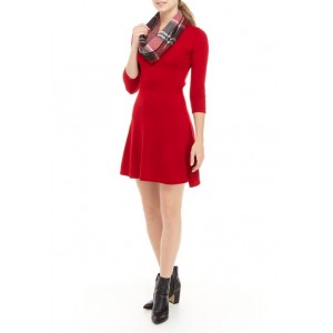 A. Byer Junior's Hacci Fit and Flare Scarf Dress 