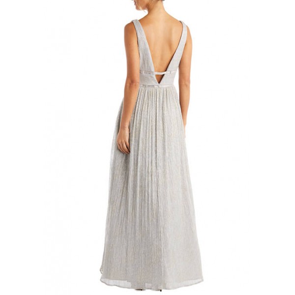 Morgan & Co. Women's Sleeveless V Neck Jewel Waist Gown