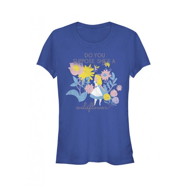 Alice in Wonderland Junior's Licensed Disney Wildflower T-Shirt