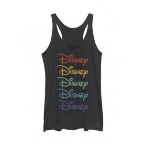 Disney Logo Junior's Licensed Disney Rainbow Stacked Tank Top 