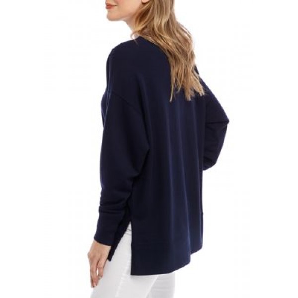 Crown & Ivy™ Women's Oversize Long Sleeve French Terry Sweeper Top