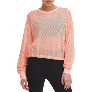 DKNY Sport Mesh Cropped Crew Neck Pullover